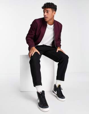 burgundy bomber jacket mens