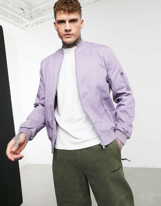 ASOS Bomber Jacket in Purple for Men