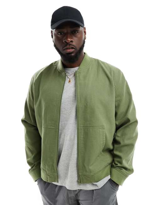 ASOS DESIGN - Bomber-jakke i vasket kakigrøn