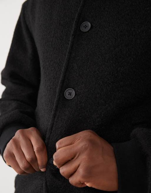 ASOS DESIGN - Bomber nero effetto lana, 4 di 5
