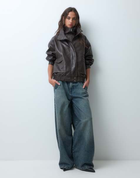 ASOS DESIGN bomber oversize à col cheminée en chocolat - view 1