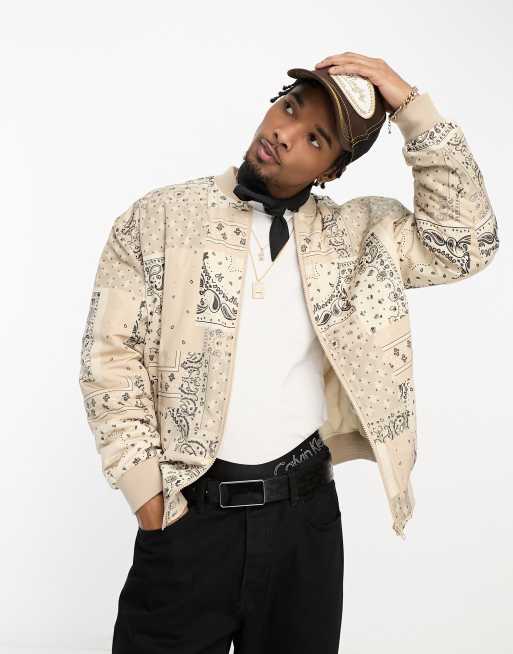 ASOS DESIGN - Bomber oversize à imprimé cachemire - Écru