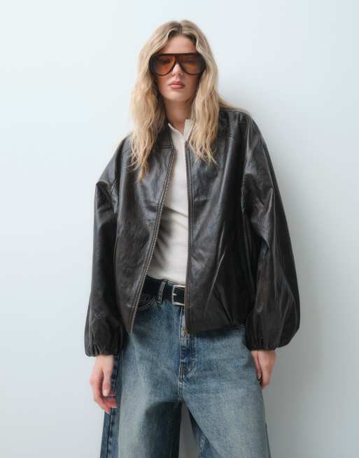 ASOS DESIGN bomber oversize délavé marron, 2 de 5