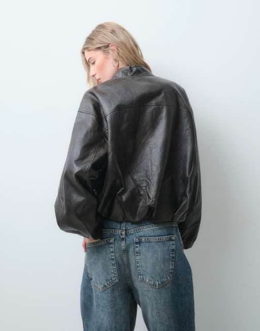 ASOS DESIGN bomber oversize délavé marron, 5 de 5