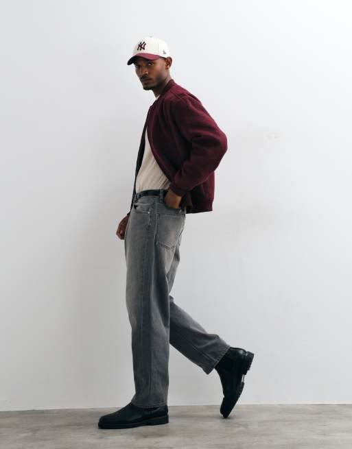 ASOS DESIGN bomber oversize effet laine bordeaux, 2 de 5