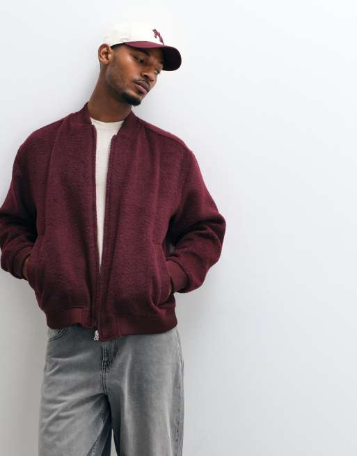 ASOS DESIGN bomber oversize effet laine bordeaux, 3 de 5