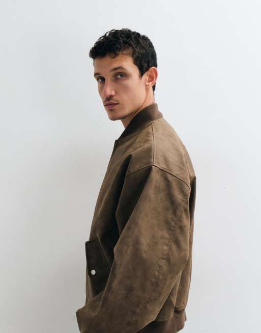 ASOS DESIGN bomber oversize effet usé marron, 5 de 5