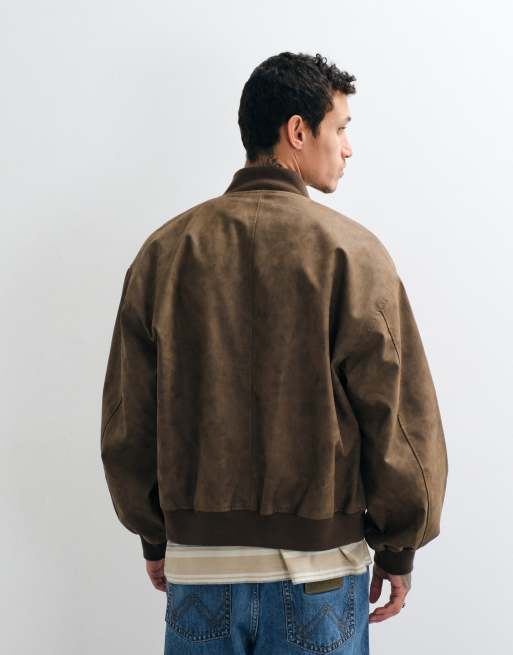 ASOS DESIGN bomber oversize effet vieilli marron, 4 de 5
