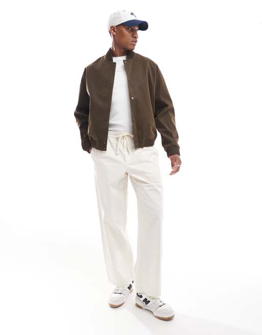 ASOS DESIGN - Bomber oversize en daim synthétique - Marron