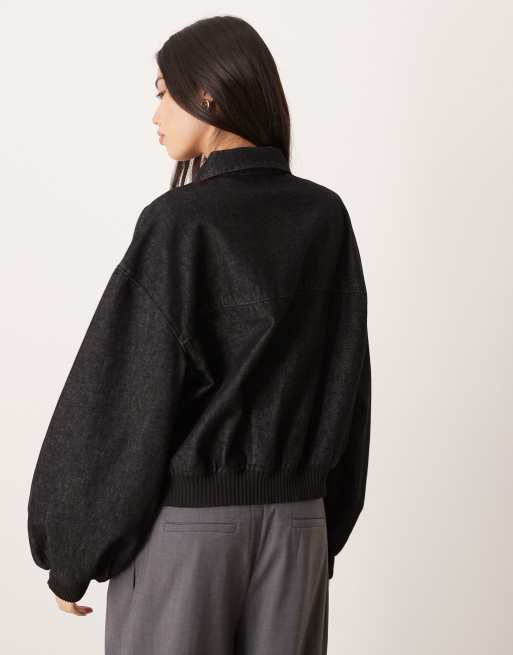 ASOS DESIGN - Bomber oversize en jean - Noir écru, 4 de 4