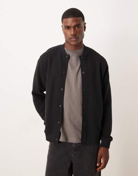 ASOS DESIGN - Bomber oversize in jersey nero a coste - view 1