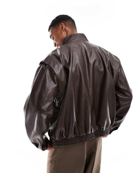 Bomber Jacket Asos Giacca Pelle Uomo ASOS DESIGN Bomber Oversize