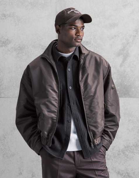 ASOS DESIGN - Bomber oversize marrone con scollo a imbuto - view 1