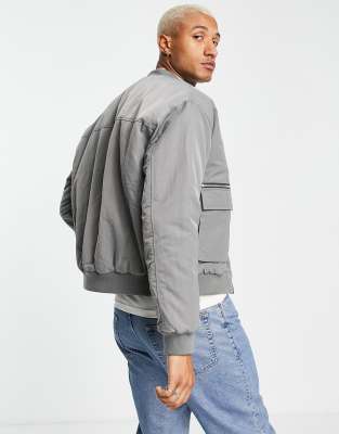 asos grey bomber jacket