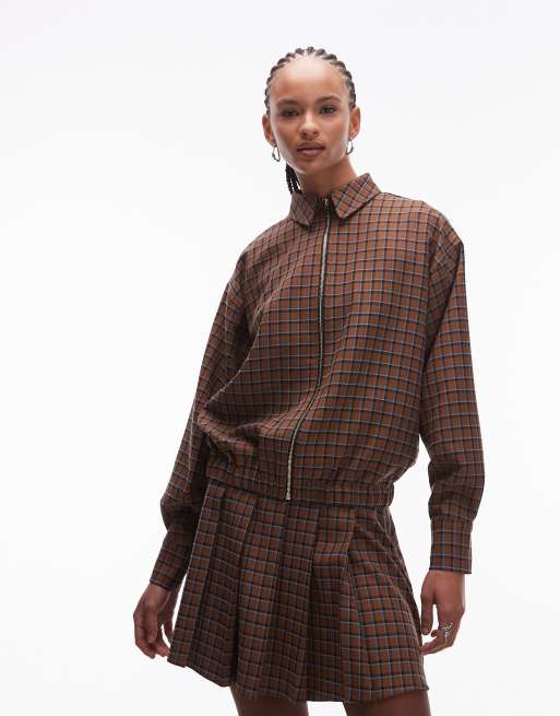 ASOS DESIGN - Bomber-skjorte med gennemgående lynlås og tern - Del af sæt, 4 af 4