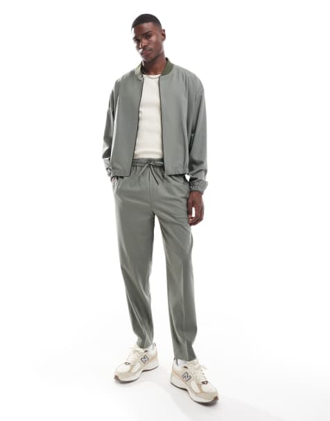 ASOS DESIGN bomber smart co-ord with pocket detailing in light grey - view 1