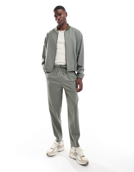 ASOS DESIGN bomber smart set with pocket detail in light gray