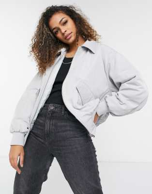 ASOS DESIGN puffer bomber jacket in blue - MBLUE - ASOS Price Checker