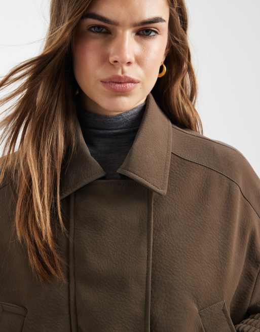 ASOS DESIGN - Bomber style motard imitation cuir - Moka, 4 de 4