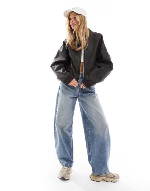 ASOS DESIGN - Bomberjack met leer-look en textuur in grijs, 4 van 4
