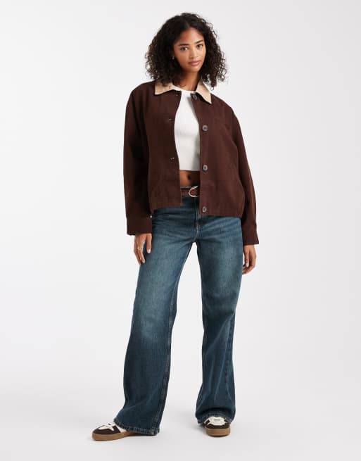 ASOS DESIGN - Bomberjack met stone kraagje in chocoladebruin, 3 van 4