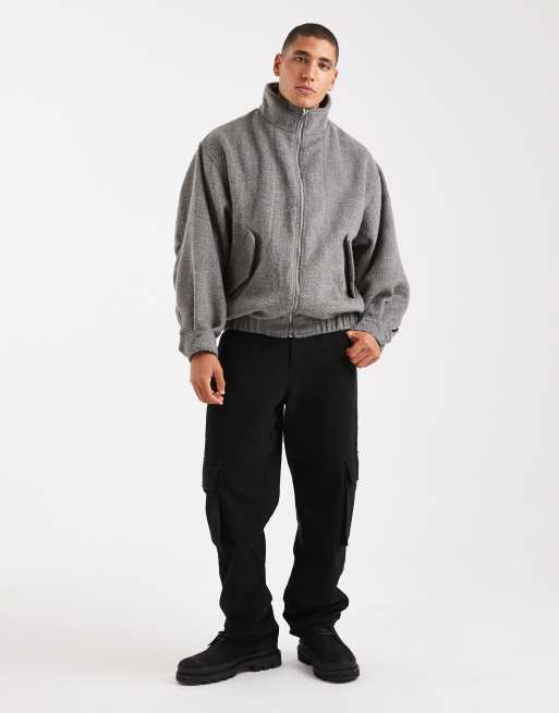ASOS DESIGN - Bomberjack met wollook in grijs, 3 van 5