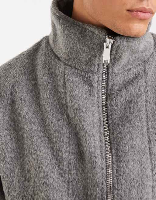 ASOS DESIGN - Bomberjack met wollook in grijs, 5 van 5