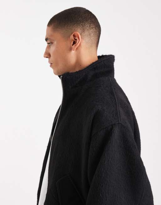 ASOS DESIGN - Bomberjack met wollook in zwart, 4 van 5