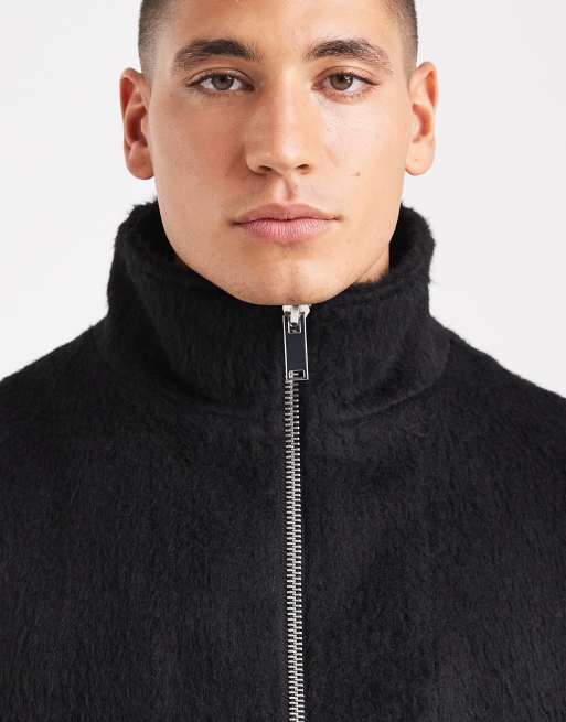 ASOS DESIGN - Bomberjack met wollook in zwart, 5 van 5