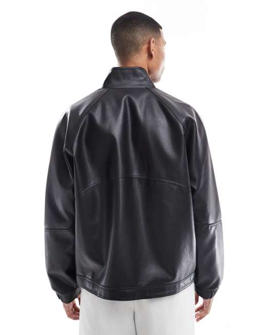 ASOS DESIGN - Bomberjack van imitatieleer met opstaande boord in zwart, 3 van 5