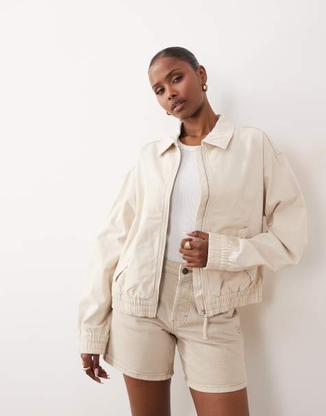 ASOS DESIGN - Bomberjack van katoen met wassing in crème - view 1
