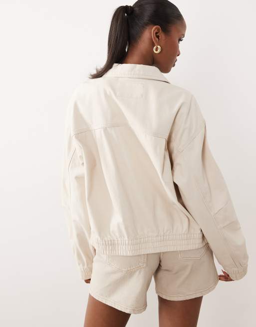 ASOS DESIGN - Bomberjack van katoen met wassing in crème, 4 van 4