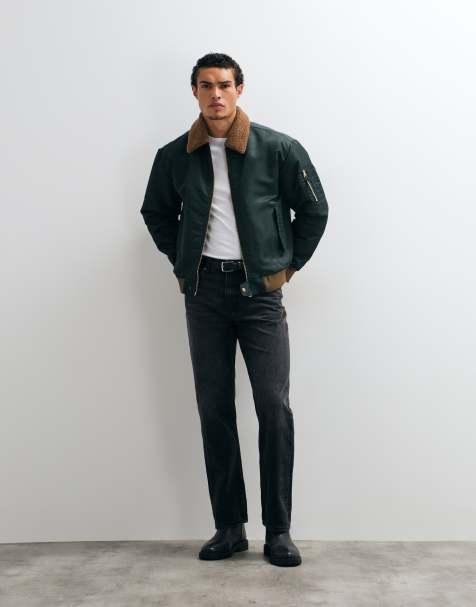 ASOS DESIGN bomberjacka med kontrasterande teddykrage - view 1