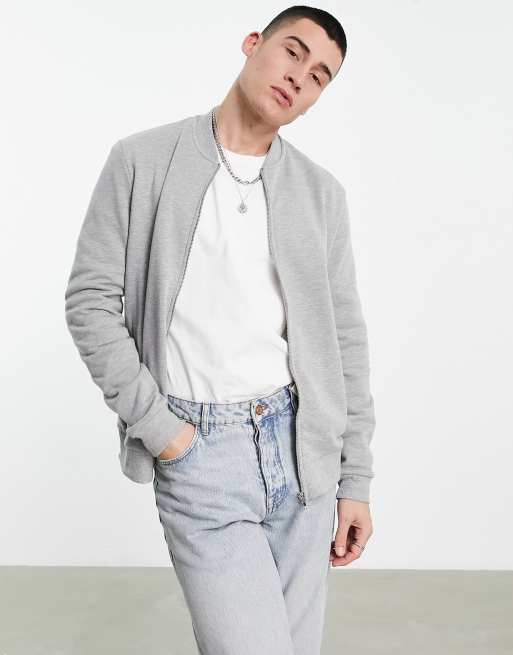 ASOS DESIGN – Bomberjacke aus Jersey in Kalkgrau
