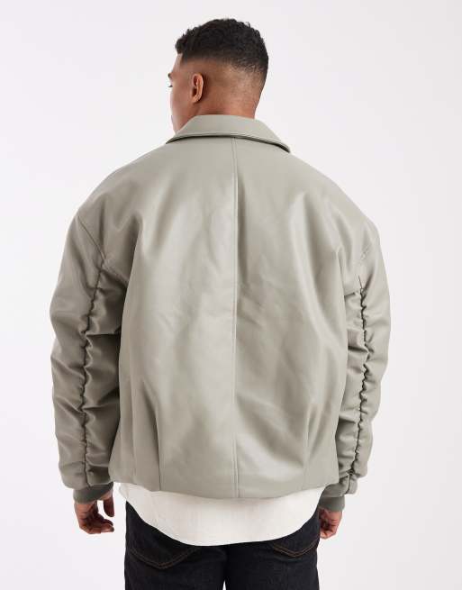 ASOS DESIGN – Bomberjacke aus Kunstleder in Grün, 3 von 5