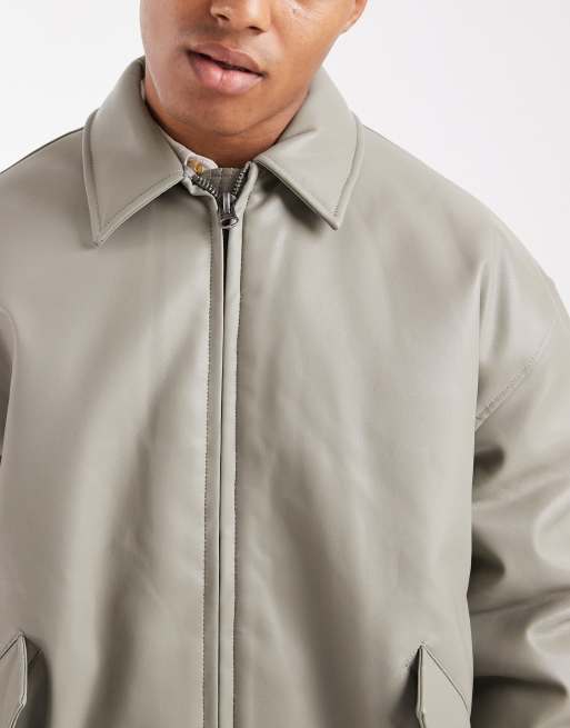 ASOS DESIGN – Bomberjacke aus Kunstleder in Grün, 5 von 5