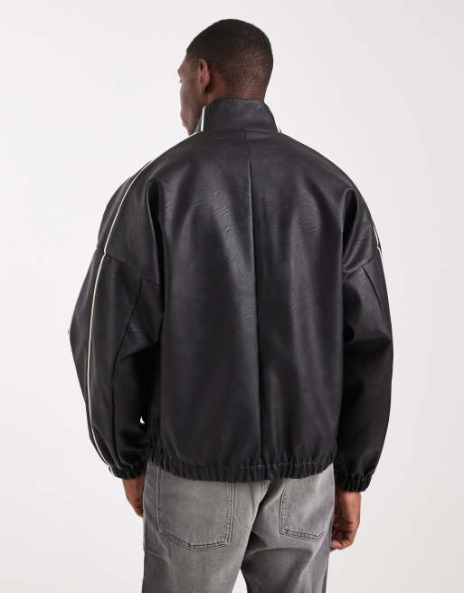 ASOS DESIGN – Bomberjacke aus schwarzem Kunstleder, 3 von 5