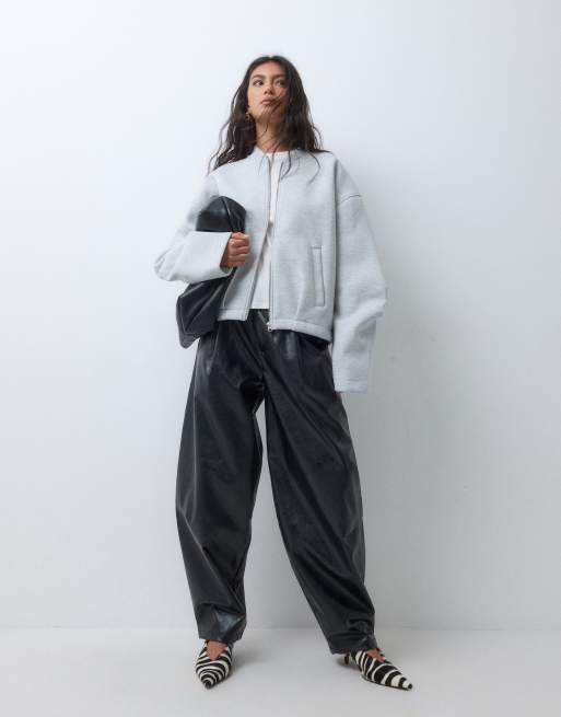 ASOS DESIGN Bomberjacke aus Scuba-Material in Grau, 3 von 5