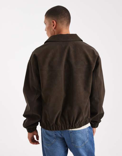 ASOS DESIGN – Bomberjacke aus Wildlederimitat in Braun, 3 von 5