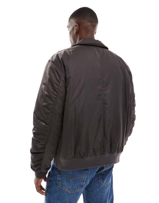 ASOS DESIGN – Bomberjacke in Braun mit bestickten Abschlüssen, 3 von 5