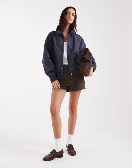 ASOS DESIGN – Bomberjacke in Marineblau aus gewaschener Baumwolle, 2 von 4