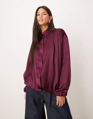 ASOS DESIGN - Bomberjacke in Pflaume mit Ballonsaum-Lila