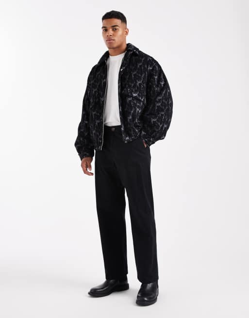 ASOS DESIGN – Bomberjacke in Schwarz mit Jacquard-Muster, 2 von 5