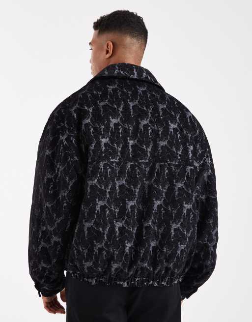 ASOS DESIGN – Bomberjacke in Schwarz mit Jacquard-Muster, 3 von 5