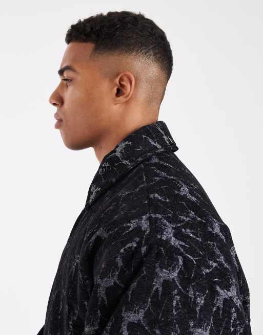 ASOS DESIGN – Bomberjacke in Schwarz mit Jacquard-Muster, 4 von 5