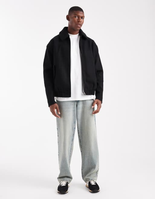 ASOS DESIGN – Bomberjacke in Schwarz mit Wolloptik und Teddyfell-Kragen, 2 von 5
