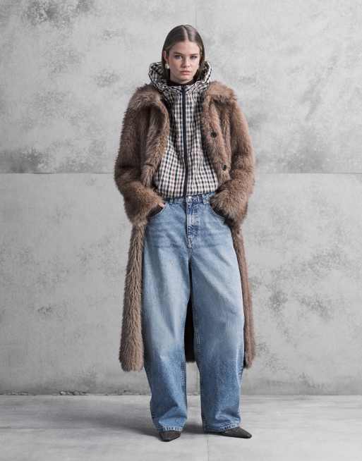 ASOS DESIGN – Bomberjacke in Steinbeige mit Ballonsaum, mehrfarbigem Karomuster und Kapuze, 3 von 4