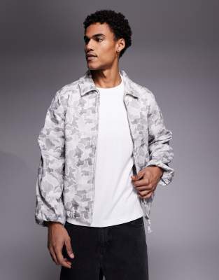 Bomberjacke mit Military-Muster in Grau Grau M