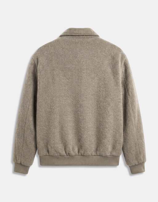 ASOS DESIGN bomberjakke i taupe med uldlook, 7 af 9