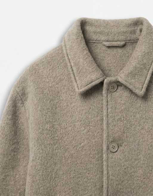 ASOS DESIGN bomberjakke i taupe med uldlook, 8 af 9